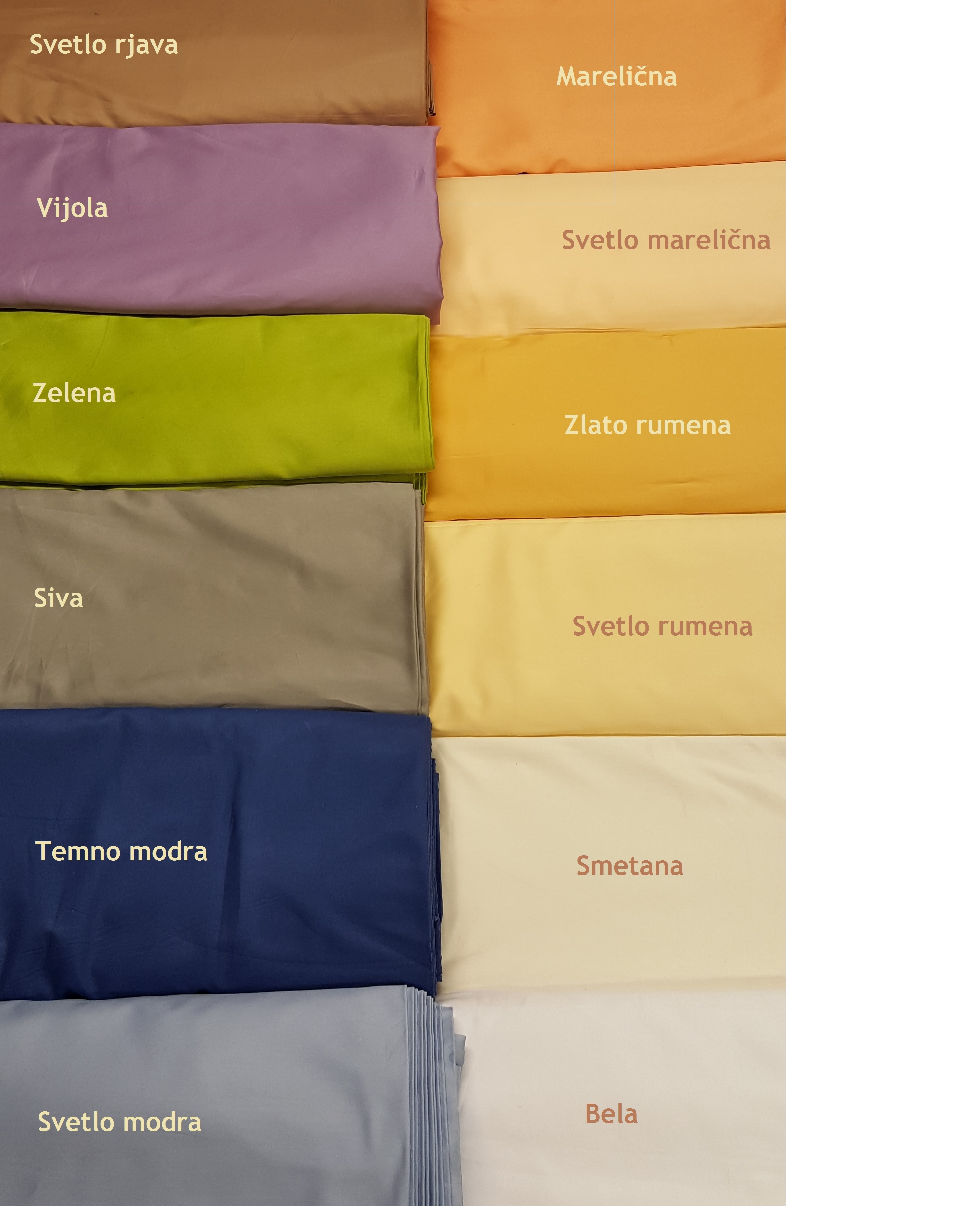 Barvna paleta blaga - 100% brušen bombaž - SATEN